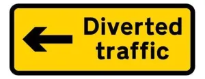 1050x450mm Diverted traffic with Arrow Left - 2703 - Rigid Plastic