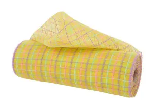 10" Fine Weave Faux Jute Check: Yellow, Lavender, Pink (10 Yards) RY5003KM