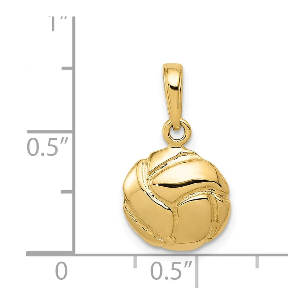 14K Solid Polished Open Back Volleyball Charm