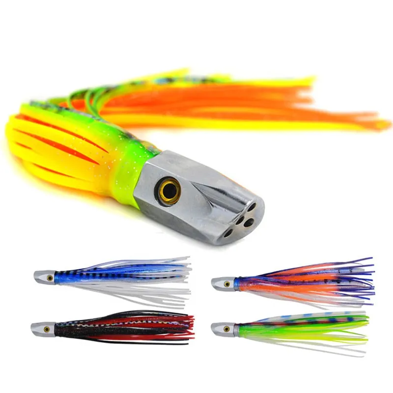 1PC Deep-sea Seawater Fishing lure 21cm110g Copper Head Octopus Squid Skirt Bait Big Game Drag Fishing Marlin Tuna Trolling Lure