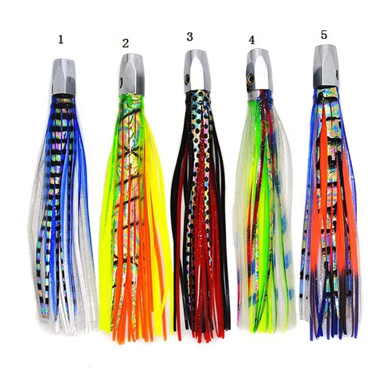 1PC Deep-sea Seawater Fishing lure 21cm110g Copper Head Octopus Squid Skirt Bait Big Game Drag Fishing Marlin Tuna Trolling Lure