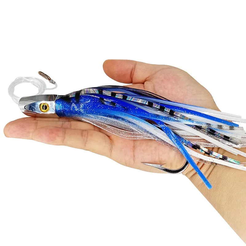 1PC Deep-sea Seawater Fishing lure 21cm110g Copper Head Octopus Squid Skirt Bait Big Game Drag Fishing Marlin Tuna Trolling Lure