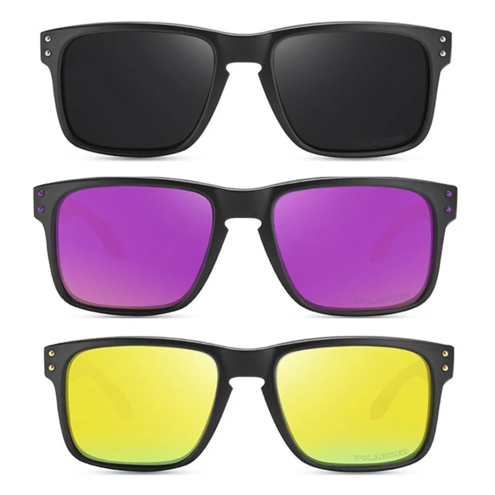 3 Pairs OOLVS Men Women Fashion Outdoor Sports Cycling Sunglasses Polycarbonate Full-rim Frame UV400 Polarized Lens OS9210B