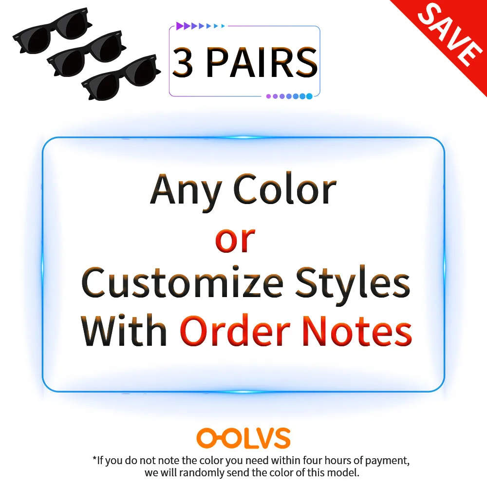 3 Pairs OOLVS Men Women Fashion Outdoor Sports Cycling Sunglasses Polycarbonate Full-rim Frame UV400 Polarized Lens OS9210B