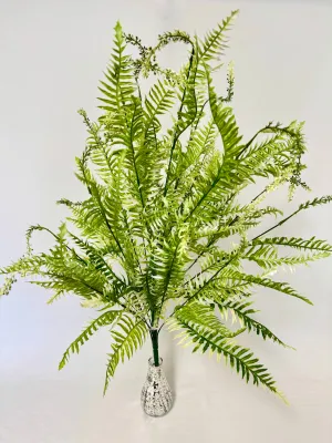 32" Large Plastic Mixed Fern Bush x 18: Cream - 57202