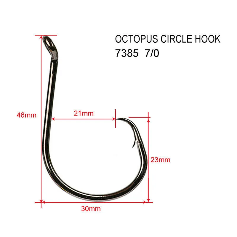 50x7/0 Chemically Sharpened Octopus Circle Hooks Fishing Tackle