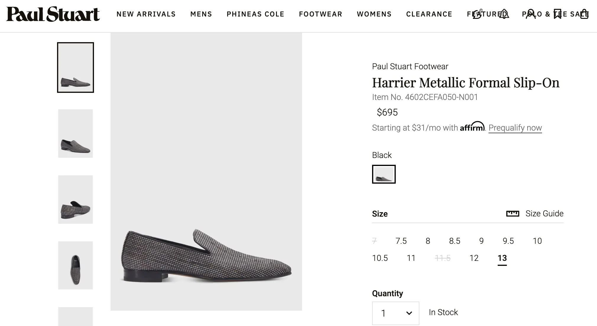 $700 PAUL STUART - *HARRIER* Metallic Formal Slip-On Loafer- 7 Stamped On Shoe