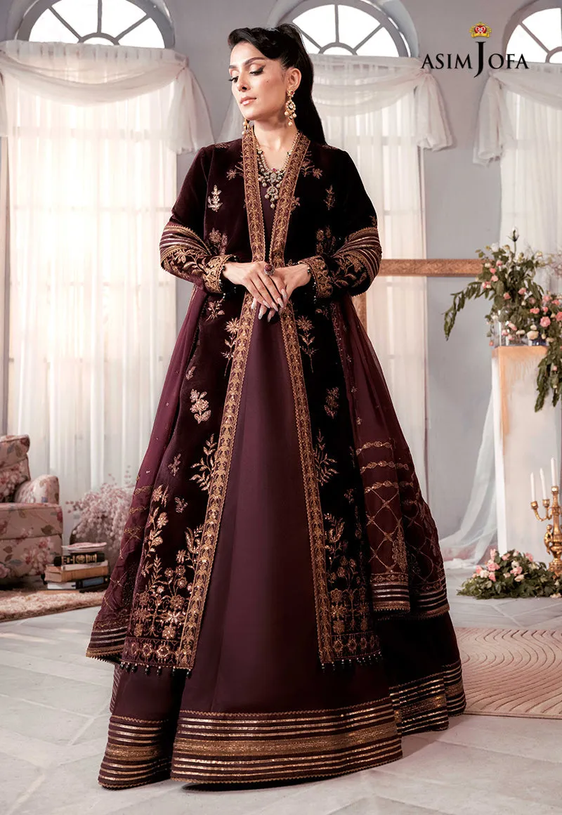 AJAM-01 | The Ayeza Edit by Asim Jofa Makhmal Royal Velvet Winter Collection 2022 | Unstitched Embroidered Velvet Suits