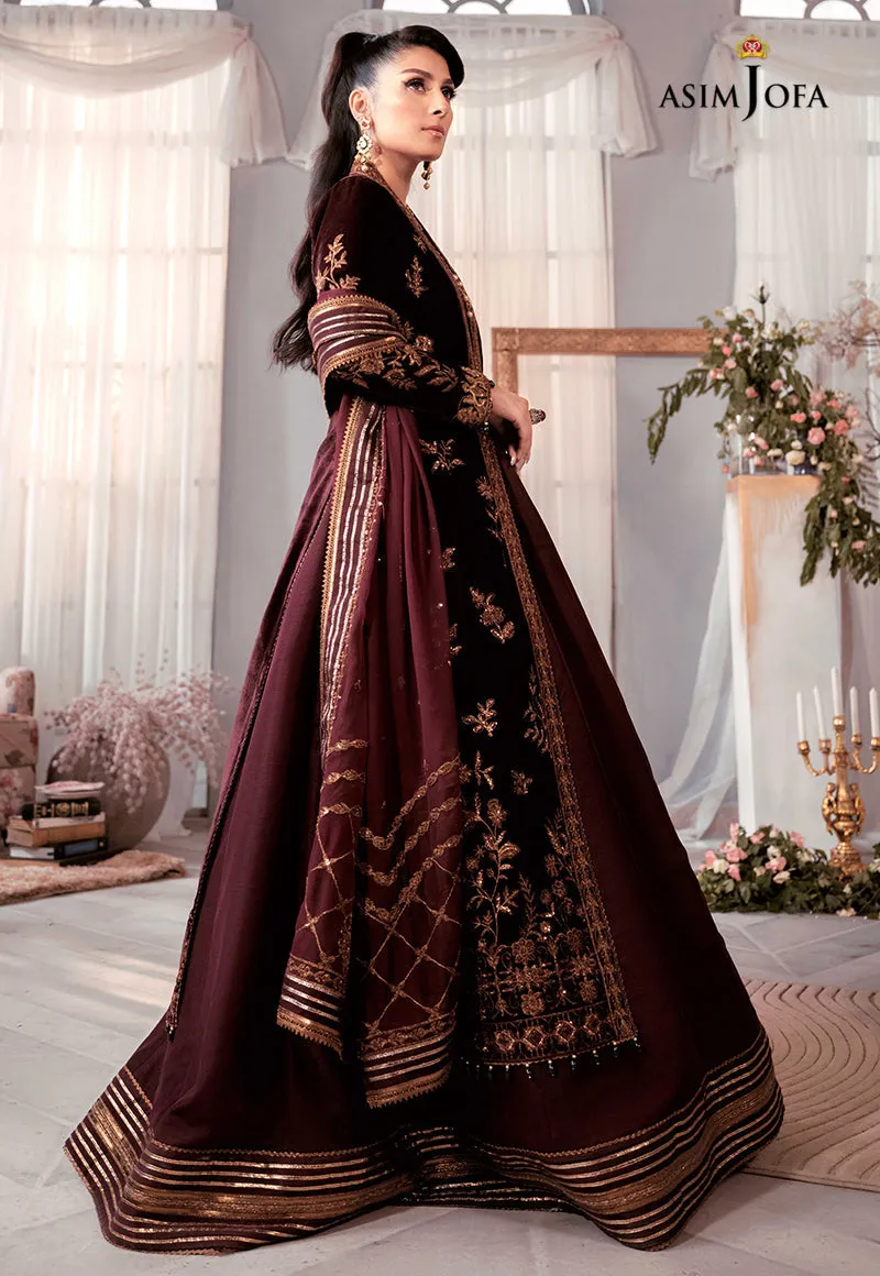 AJAM-01 | The Ayeza Edit by Asim Jofa Makhmal Royal Velvet Winter Collection 2022 | Unstitched Embroidered Velvet Suits