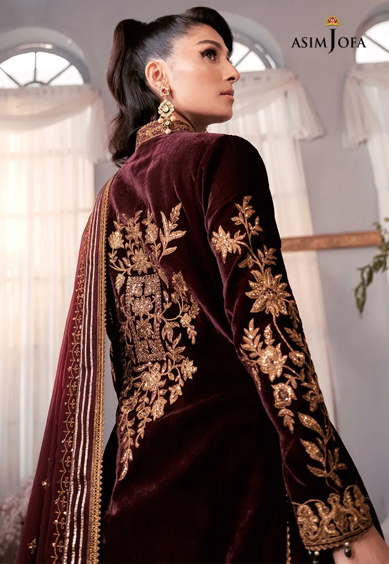 AJAM-01 | The Ayeza Edit by Asim Jofa Makhmal Royal Velvet Winter Collection 2022 | Unstitched Embroidered Velvet Suits