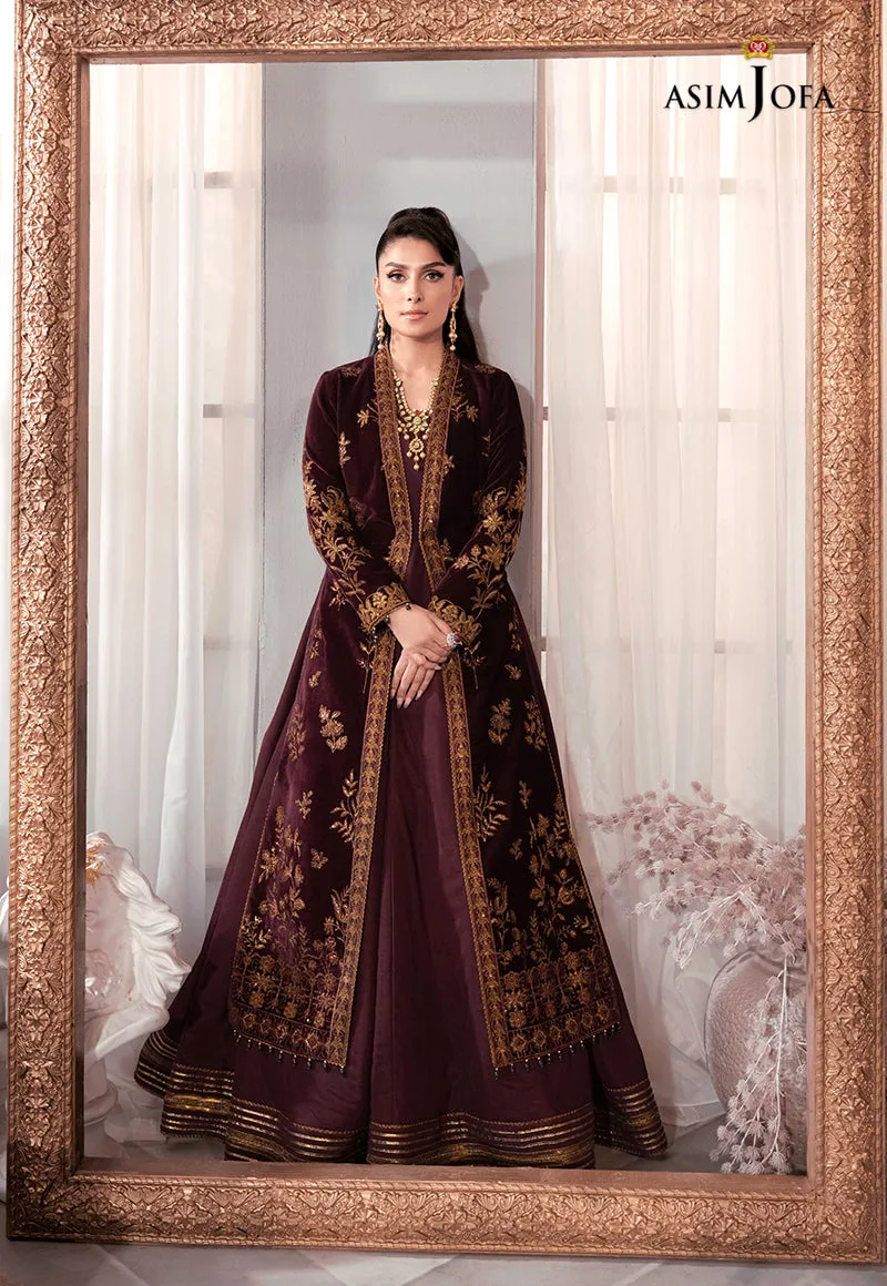 AJAM-01 | The Ayeza Edit by Asim Jofa Makhmal Royal Velvet Winter Collection 2022 | Unstitched Embroidered Velvet Suits