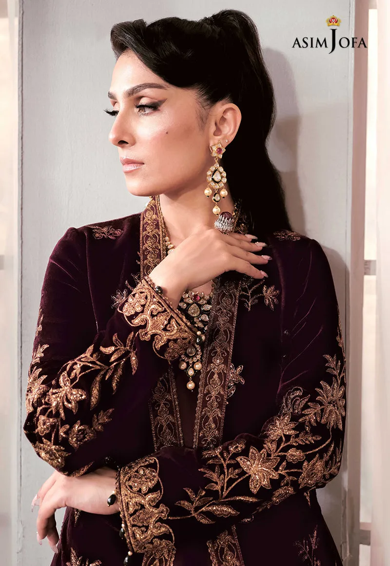 AJAM-01 | The Ayeza Edit by Asim Jofa Makhmal Royal Velvet Winter Collection 2022 | Unstitched Embroidered Velvet Suits
