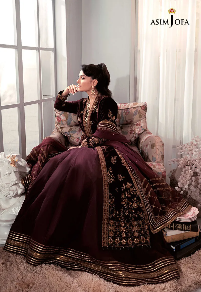 AJAM-01 | The Ayeza Edit by Asim Jofa Makhmal Royal Velvet Winter Collection 2022 | Unstitched Embroidered Velvet Suits