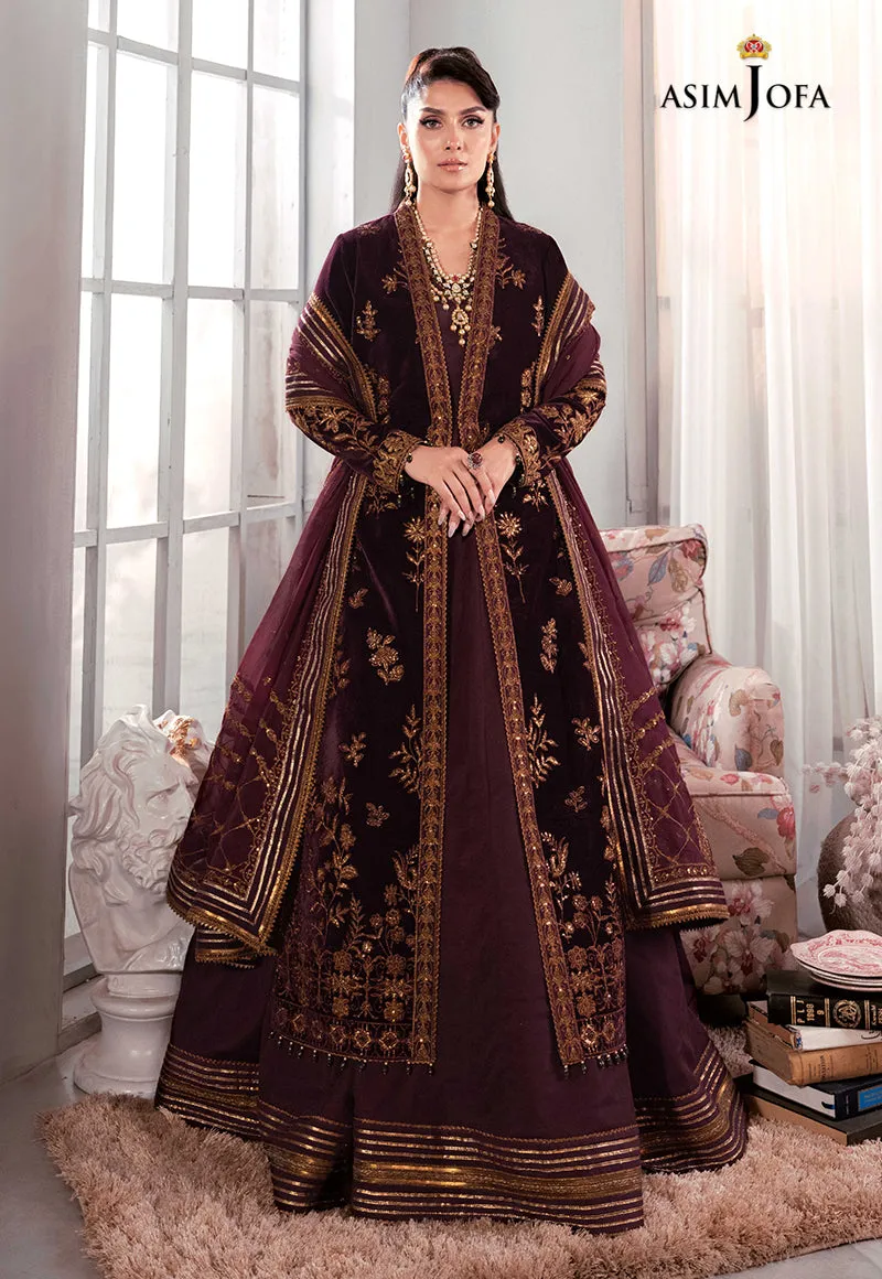 AJAM-01 | The Ayeza Edit by Asim Jofa Makhmal Royal Velvet Winter Collection 2022 | Unstitched Embroidered Velvet Suits