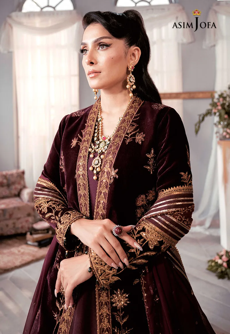 AJAM-01 | The Ayeza Edit by Asim Jofa Makhmal Royal Velvet Winter Collection 2022 | Unstitched Embroidered Velvet Suits