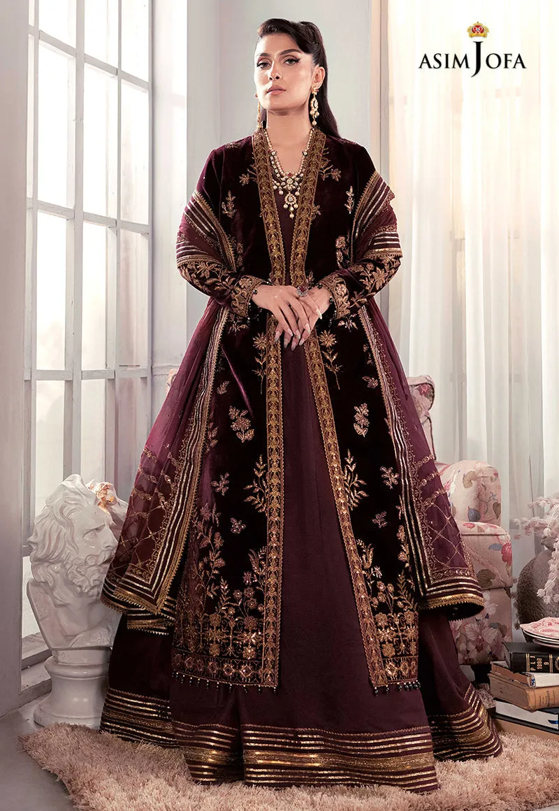 AJAM-01 | The Ayeza Edit by Asim Jofa Makhmal Royal Velvet Winter Collection 2022 | Unstitched Embroidered Velvet Suits
