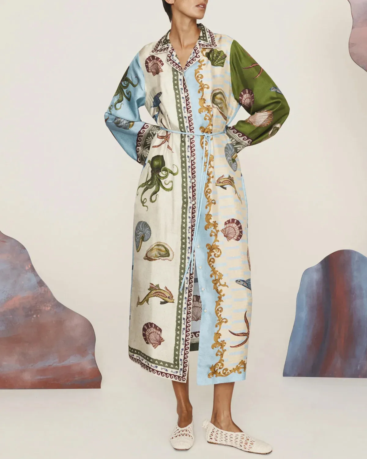 ALÉMAIS BATH HOUSE SILK SHIRTDRESS