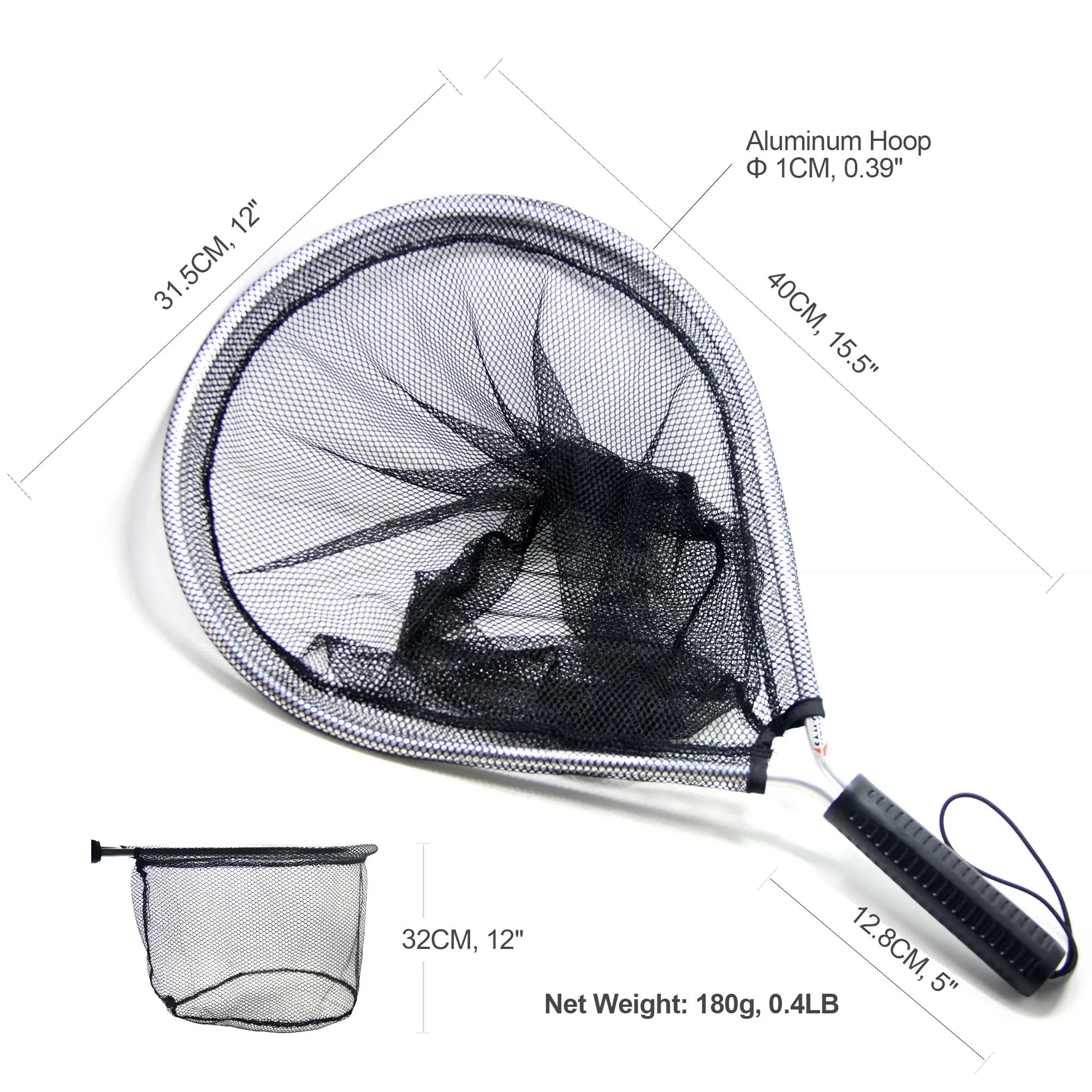 Aluminum Landing Nets Catch and Release Net Fish Saver Nylon Mesh for Fishing