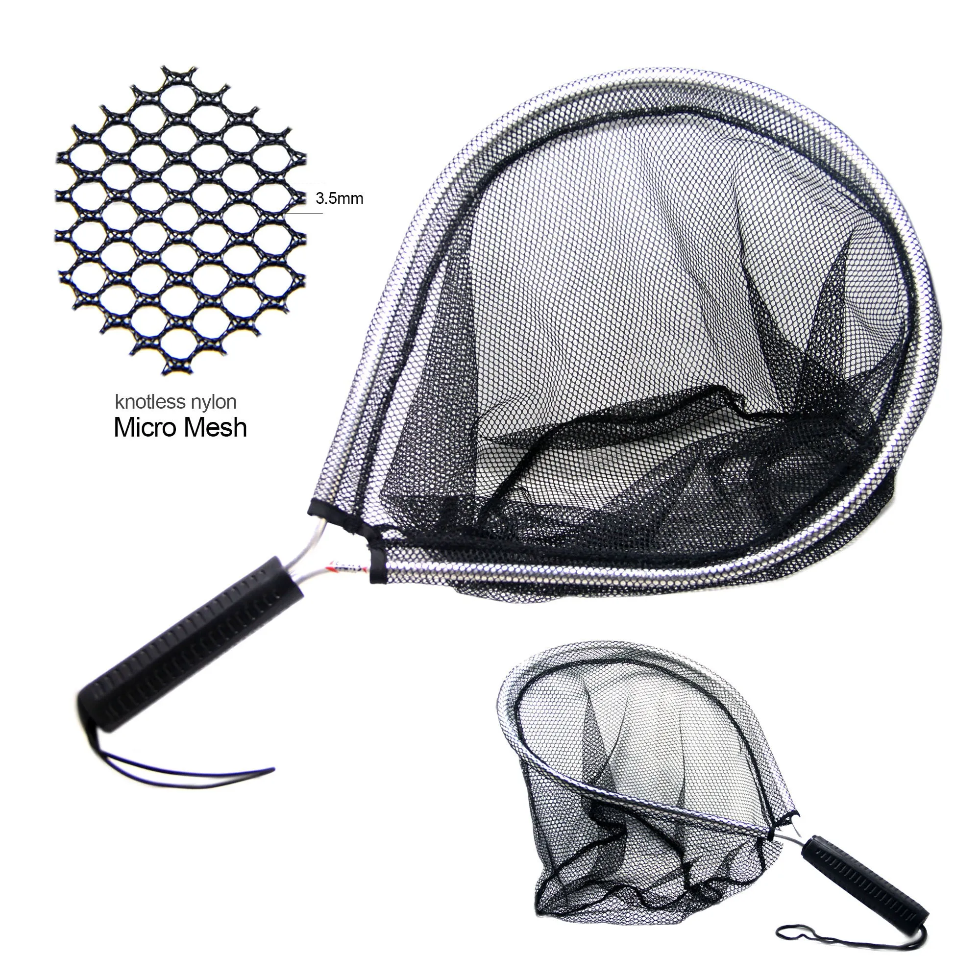 Aluminum Landing Nets Catch and Release Net Fish Saver Nylon Mesh for Fishing