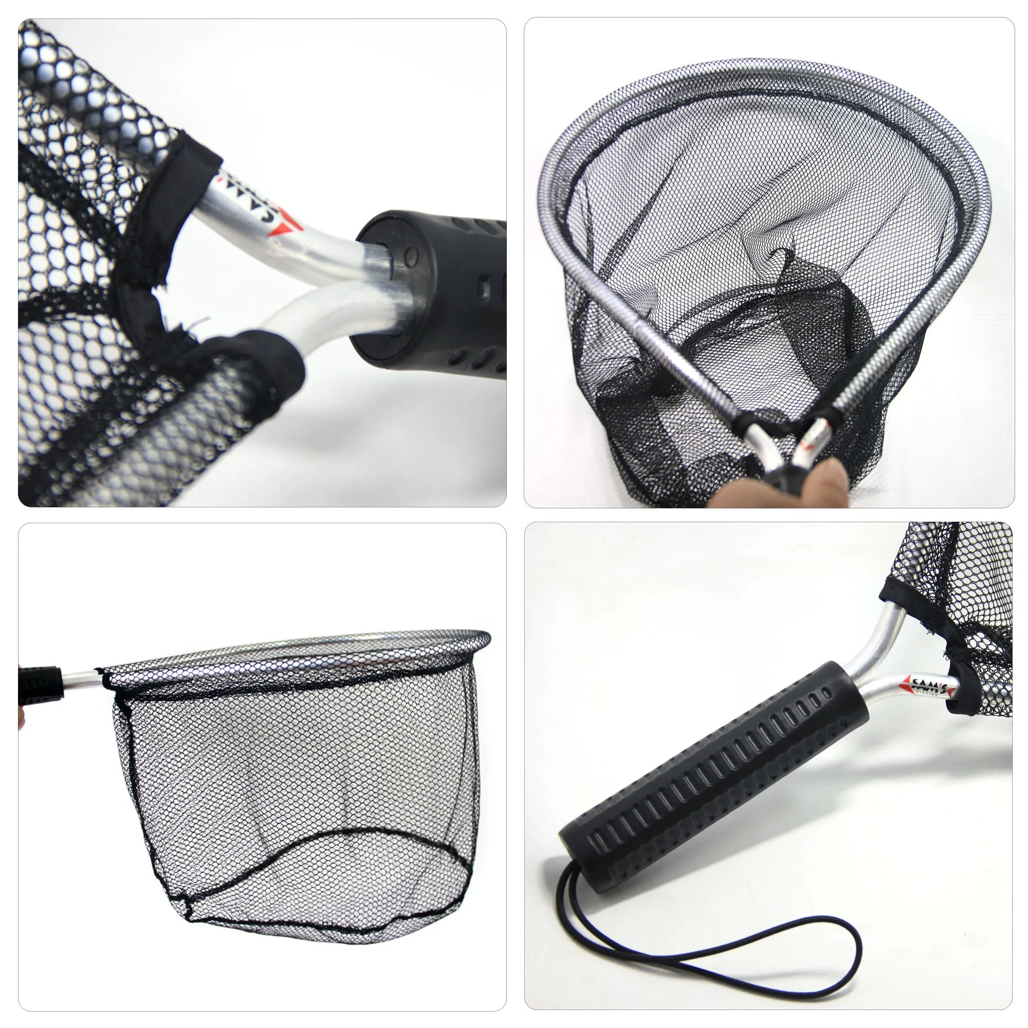Aluminum Landing Nets Catch and Release Net Fish Saver Nylon Mesh for Fishing