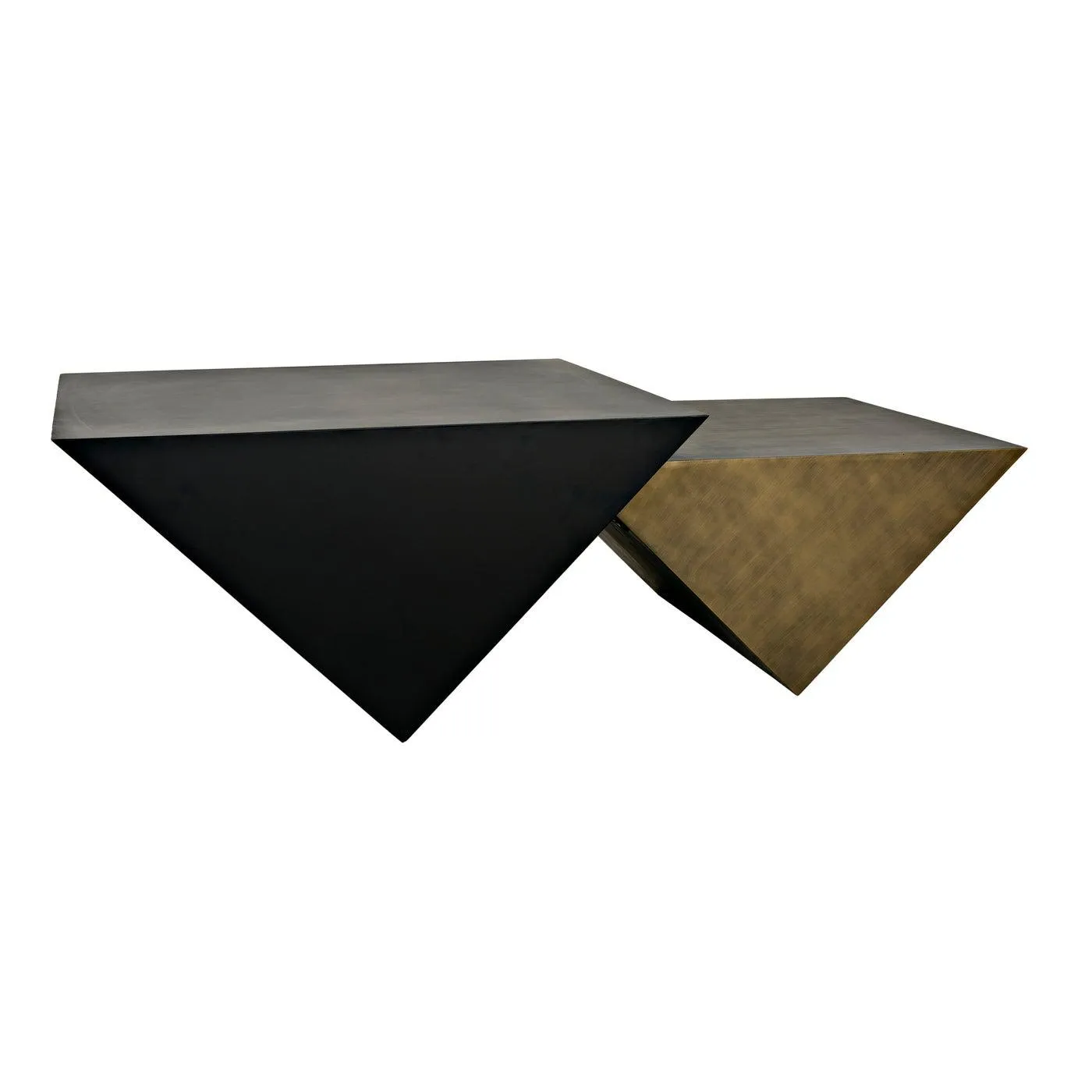 Amboss Coffee Table, Black Metal, Aged Brass Finish