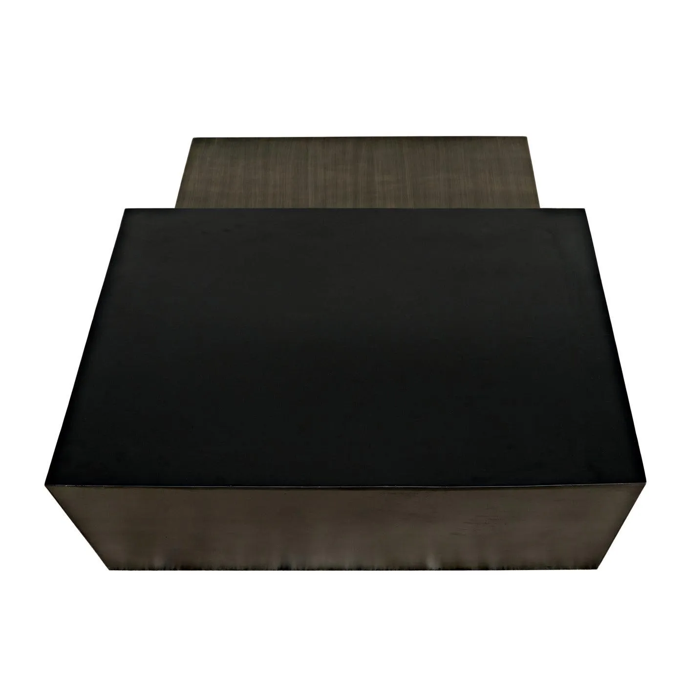 Amboss Coffee Table, Black Metal, Aged Brass Finish