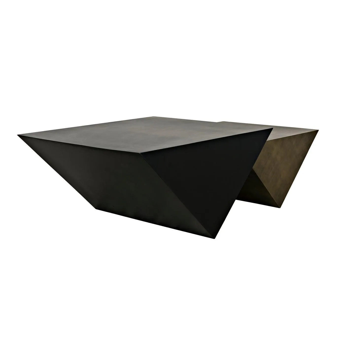 Amboss Coffee Table, Black Metal, Aged Brass Finish