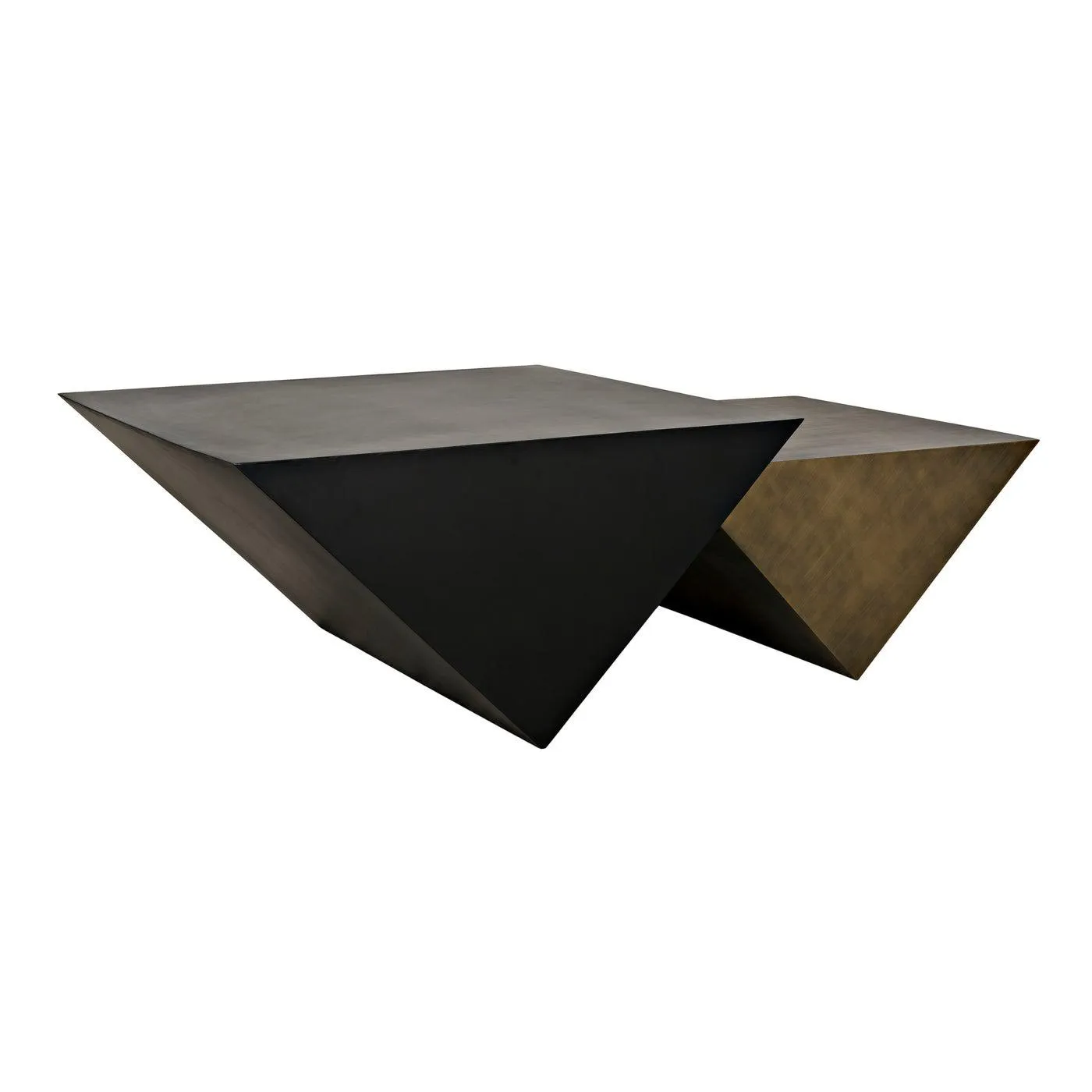 Amboss Coffee Table, Black Metal, Aged Brass Finish