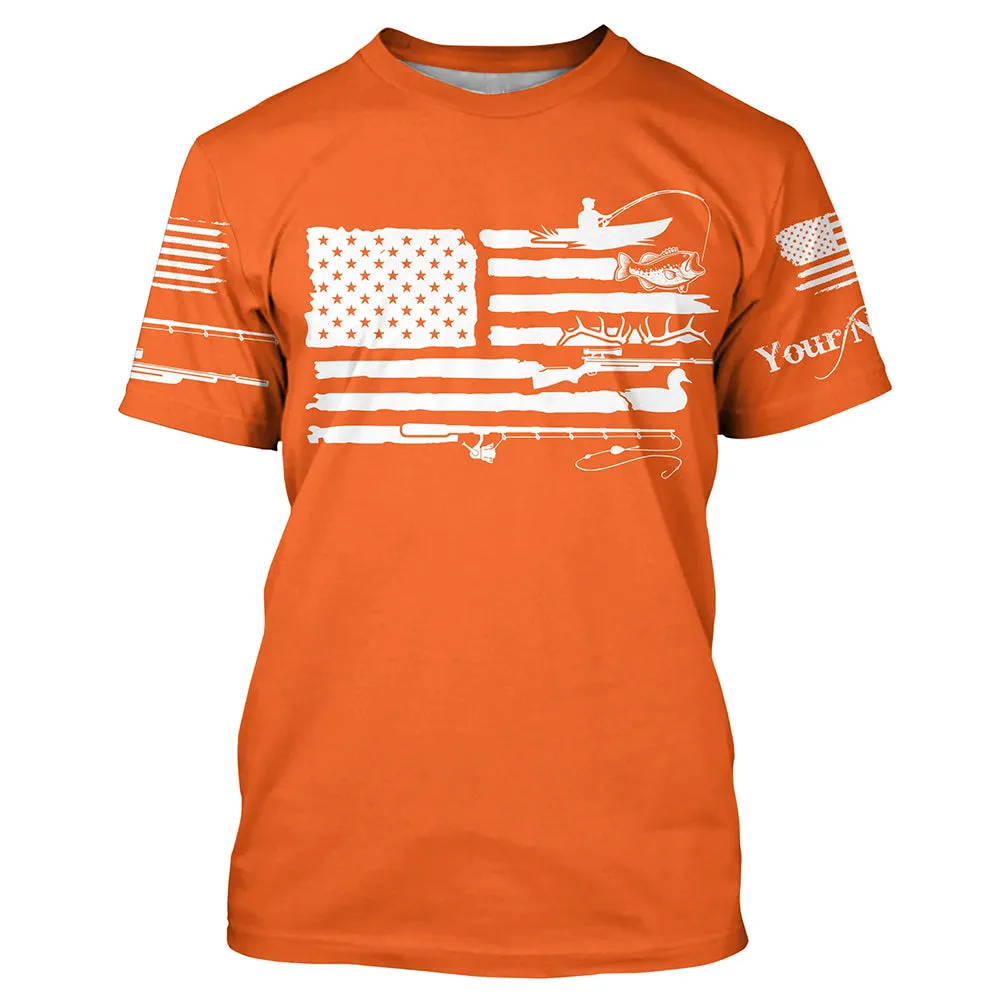 American Flag UV Protection Fishing Hunting T-Shirt For Fisherman Hunter A44