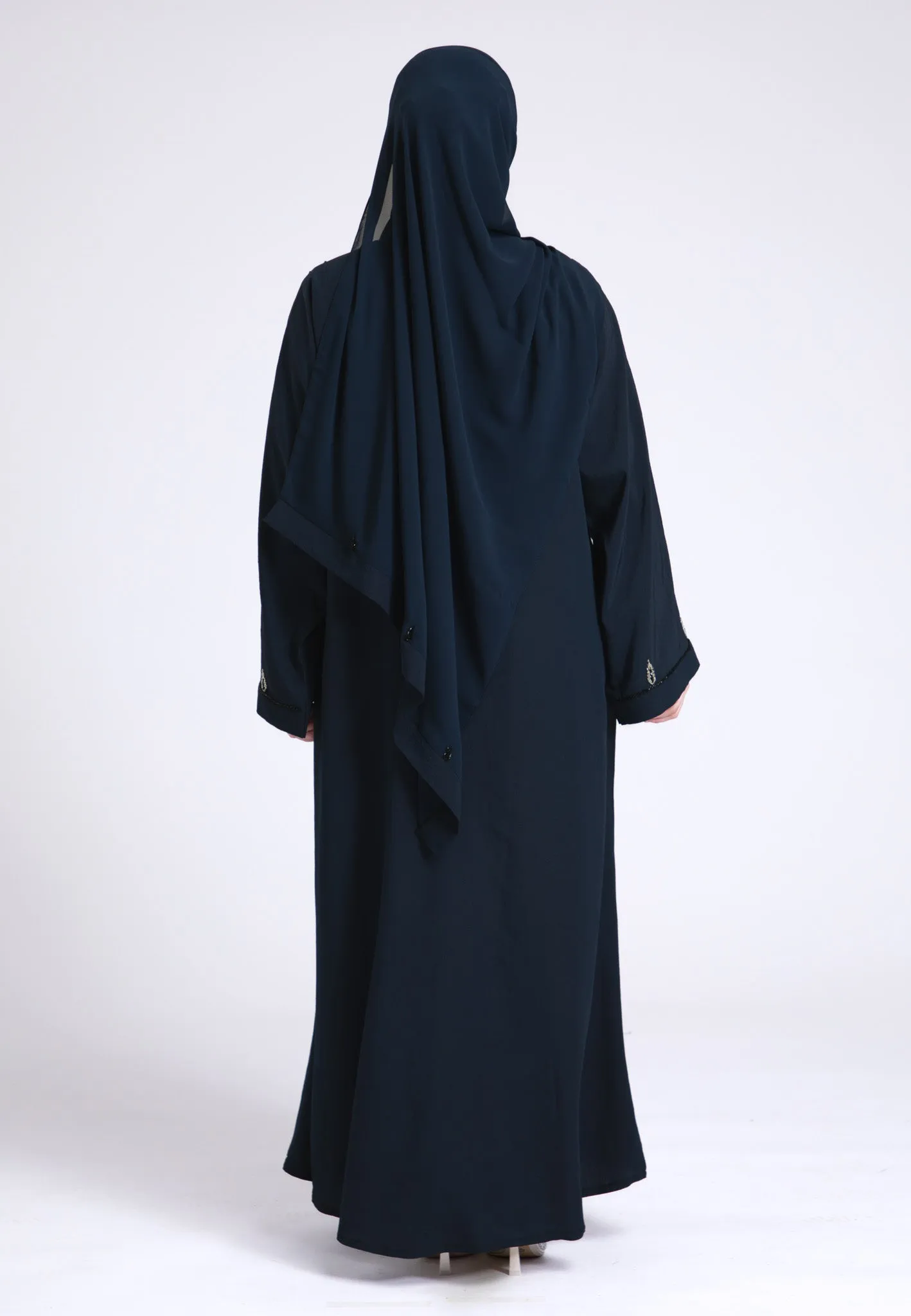 Arabian Night Navy Embellished Open Abaya (Premium)