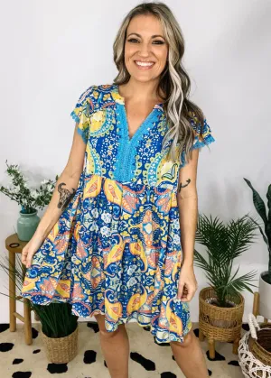Artsy Blue Printed Dress