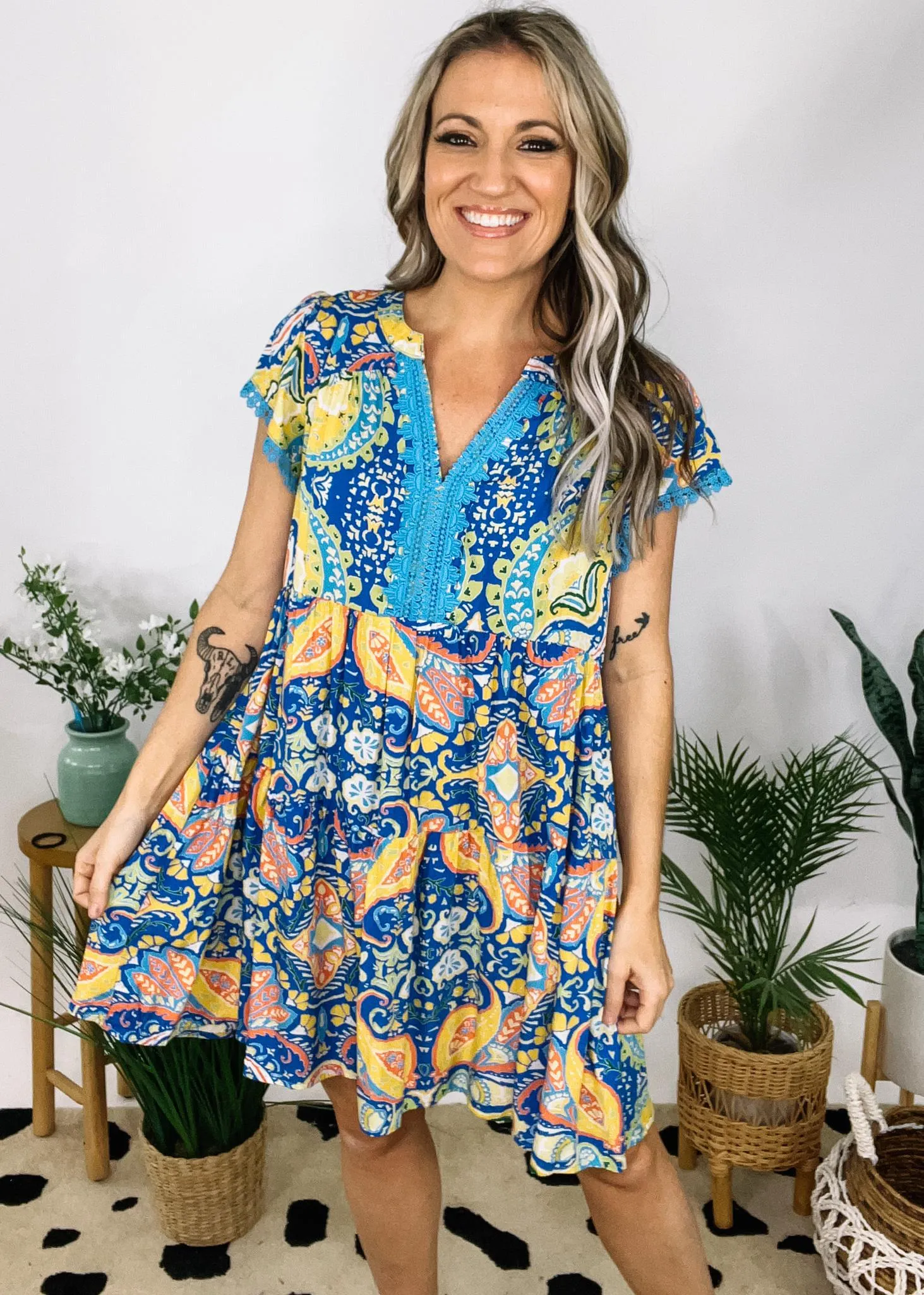 Artsy Blue Printed Dress