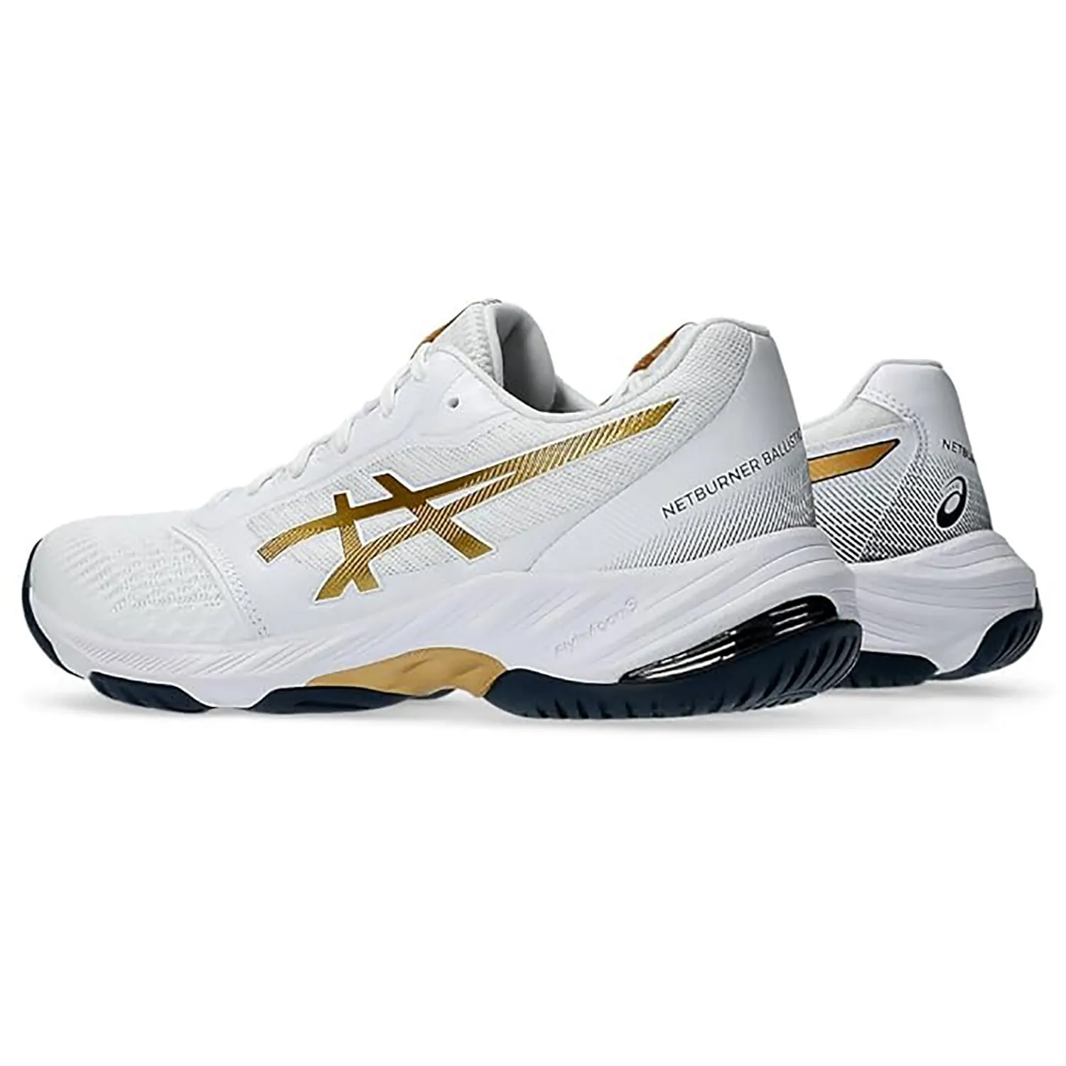 ASICS Netburner Ballistic FF3 Men's Indoor Court Shoes | White/Pure Gold | Lightweight Volleyball & Badminton Shoes with GEL Cushioning | Superior Grip & Stability for Fast Movements