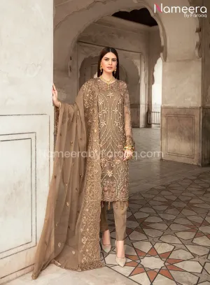 Asim Jofa Pakistani Fancy Dress in Brown Color #PF90