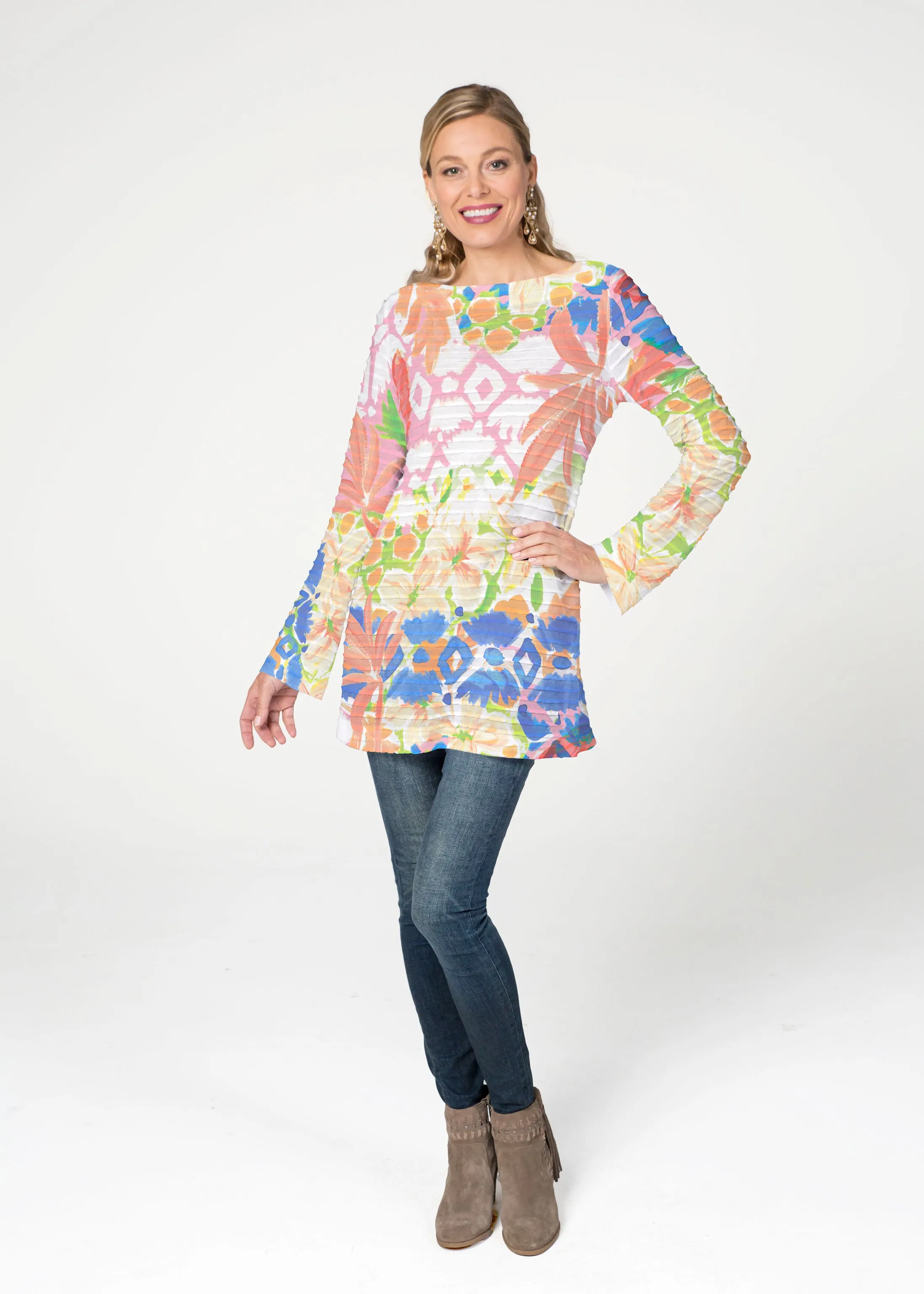 Bali (17254) ~ Banded Boatneck Tunic