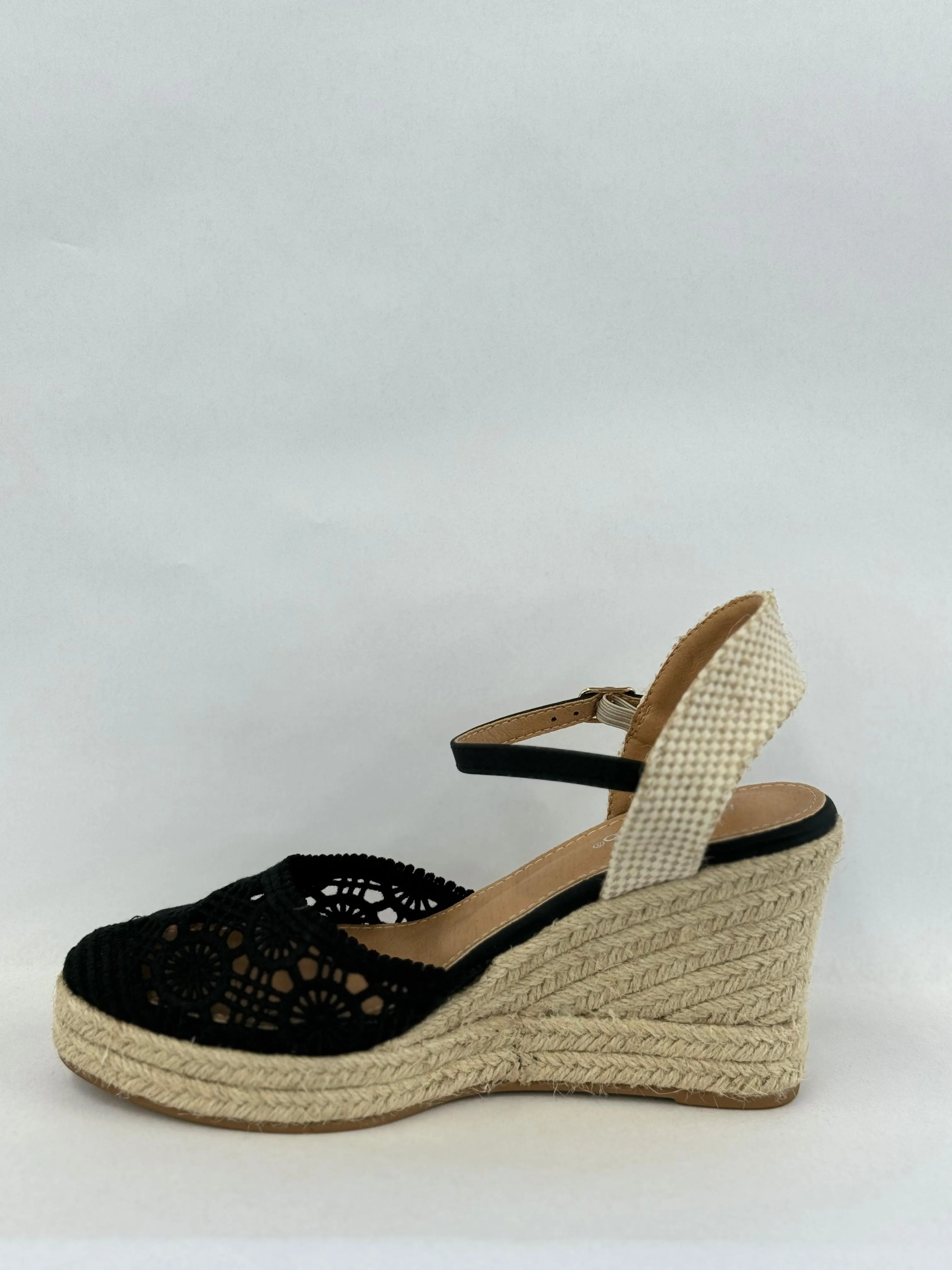 BAMBOO Ditch-10 Women's Embroidered Espadrille Ankle Strap Wedge Sandals