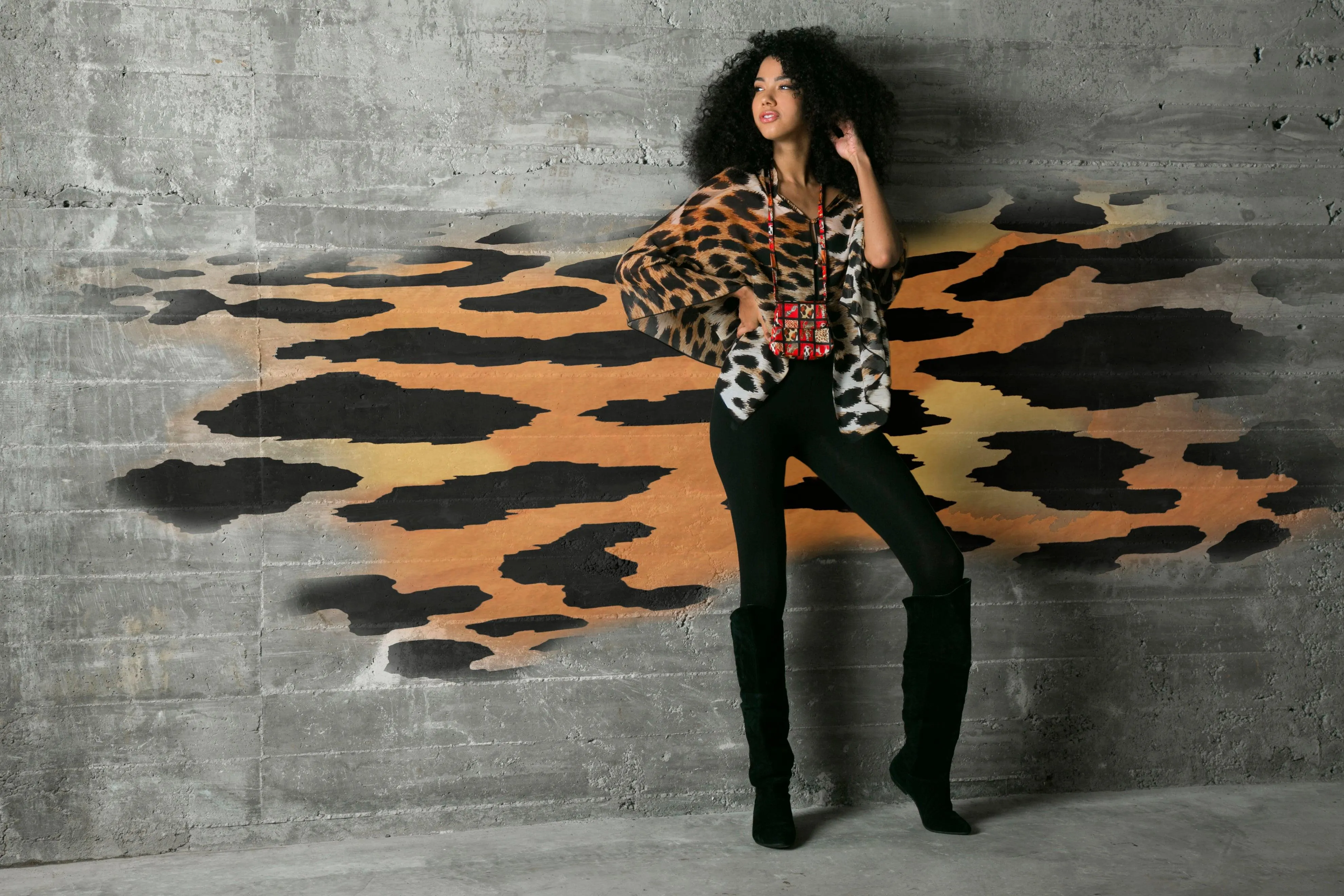 Big Cat Leopard Silk Chiffon Scarf Wrap