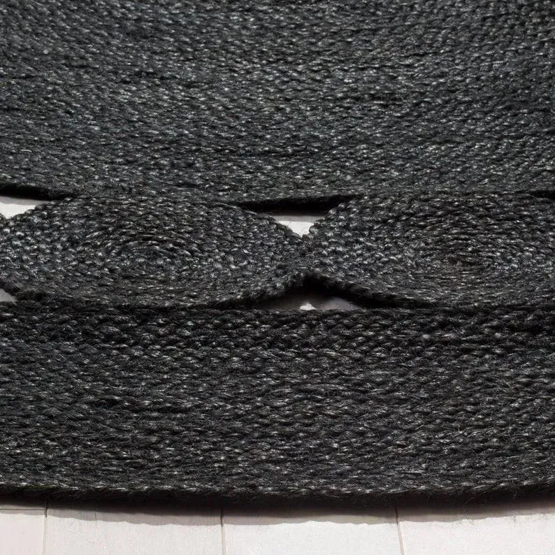 Black Round Jute Rug