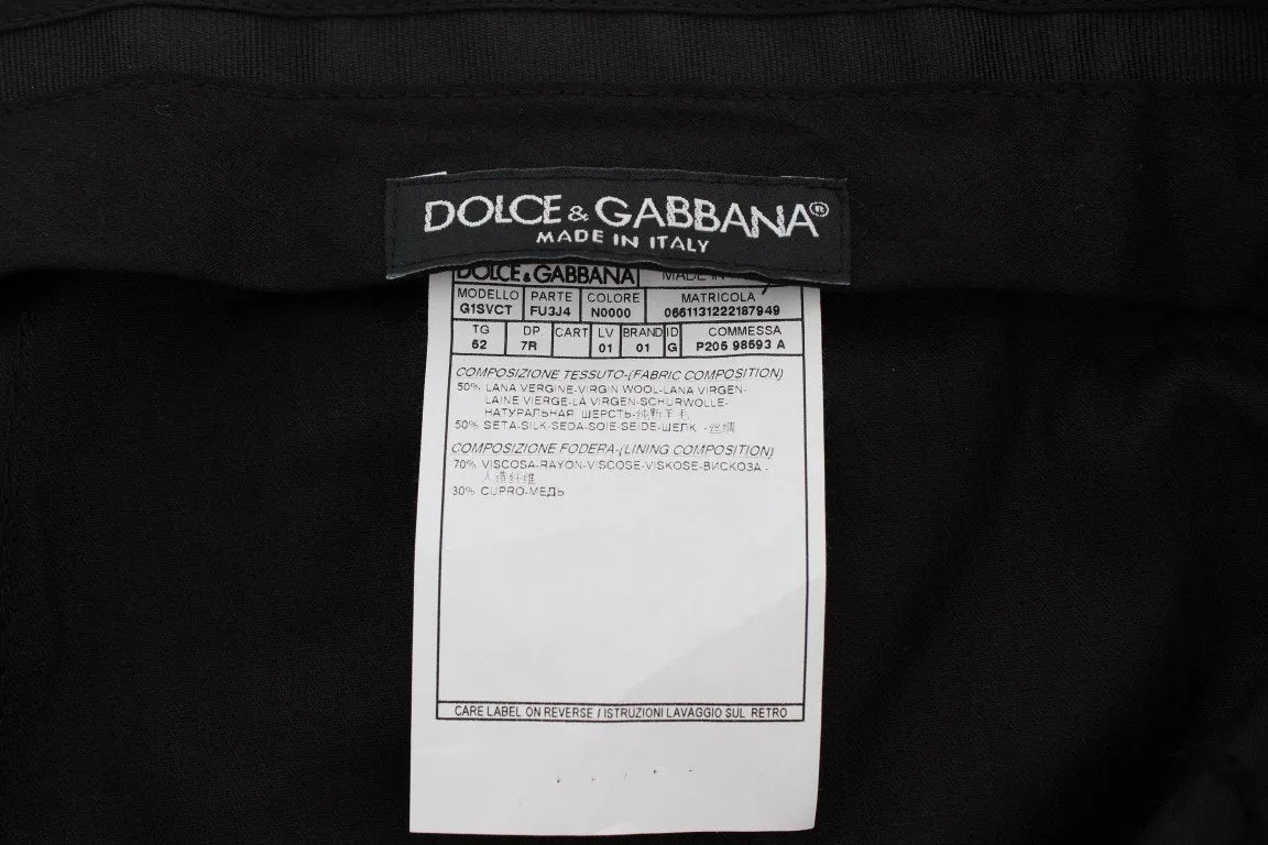 Black Wool Silk Formal Dress Pants
