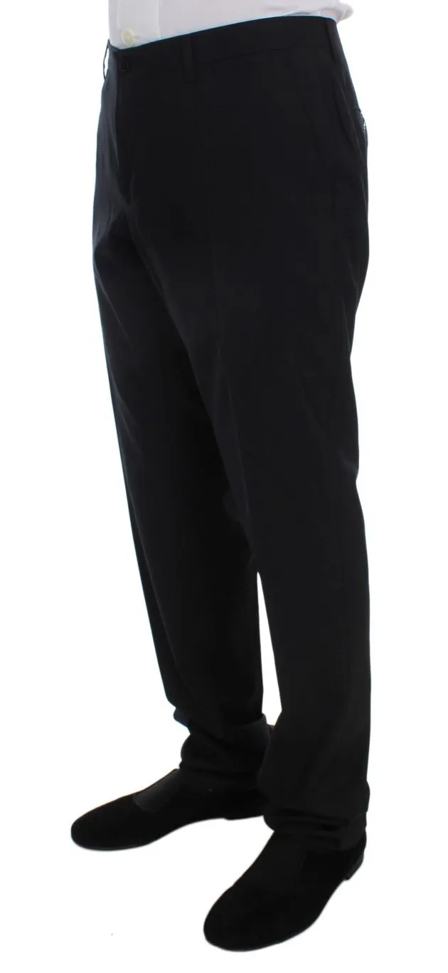 Black Wool Silk Formal Dress Pants