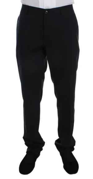 Black Wool Silk Formal Dress Pants