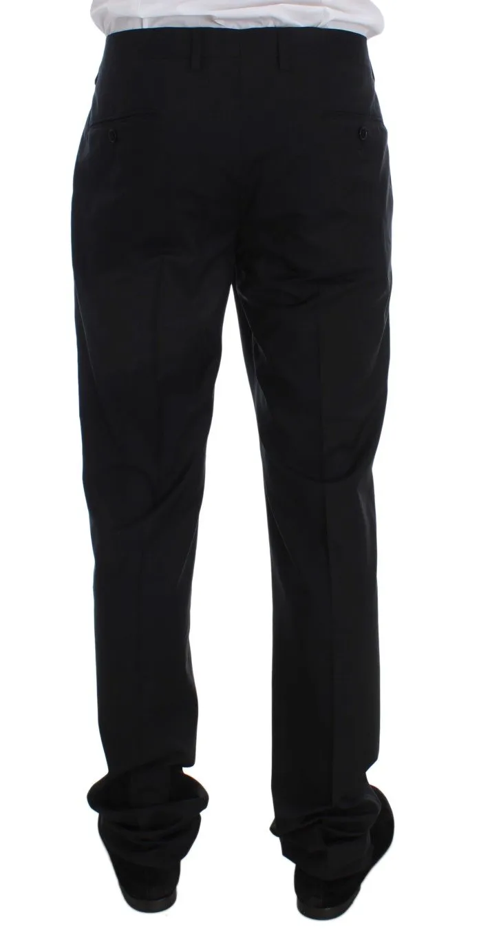 Black Wool Silk Formal Dress Pants