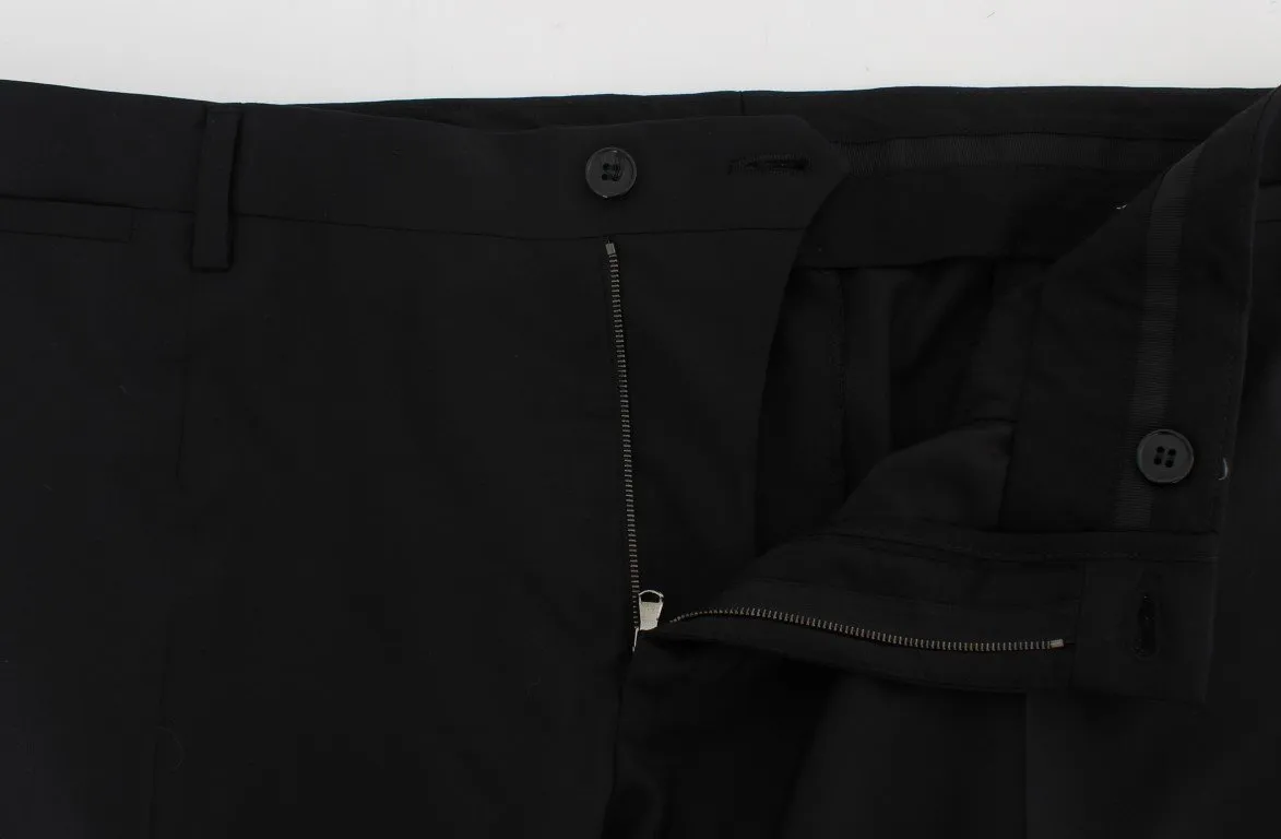 Black Wool Silk Formal Dress Pants