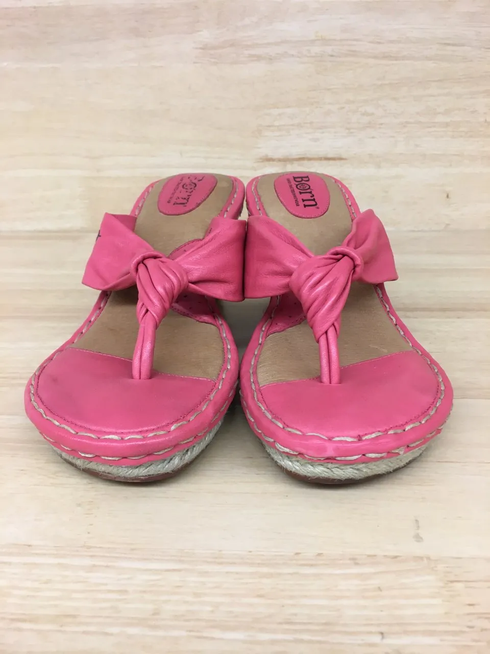 Born Jute Espadrille Wedge Slip-on Sandal Coral AS IS