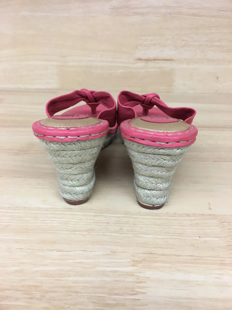 Born Jute Espadrille Wedge Slip-on Sandal Coral AS IS