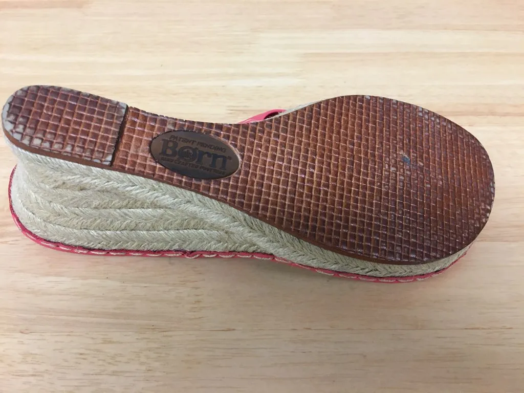 Born Jute Espadrille Wedge Slip-on Sandal Coral AS IS