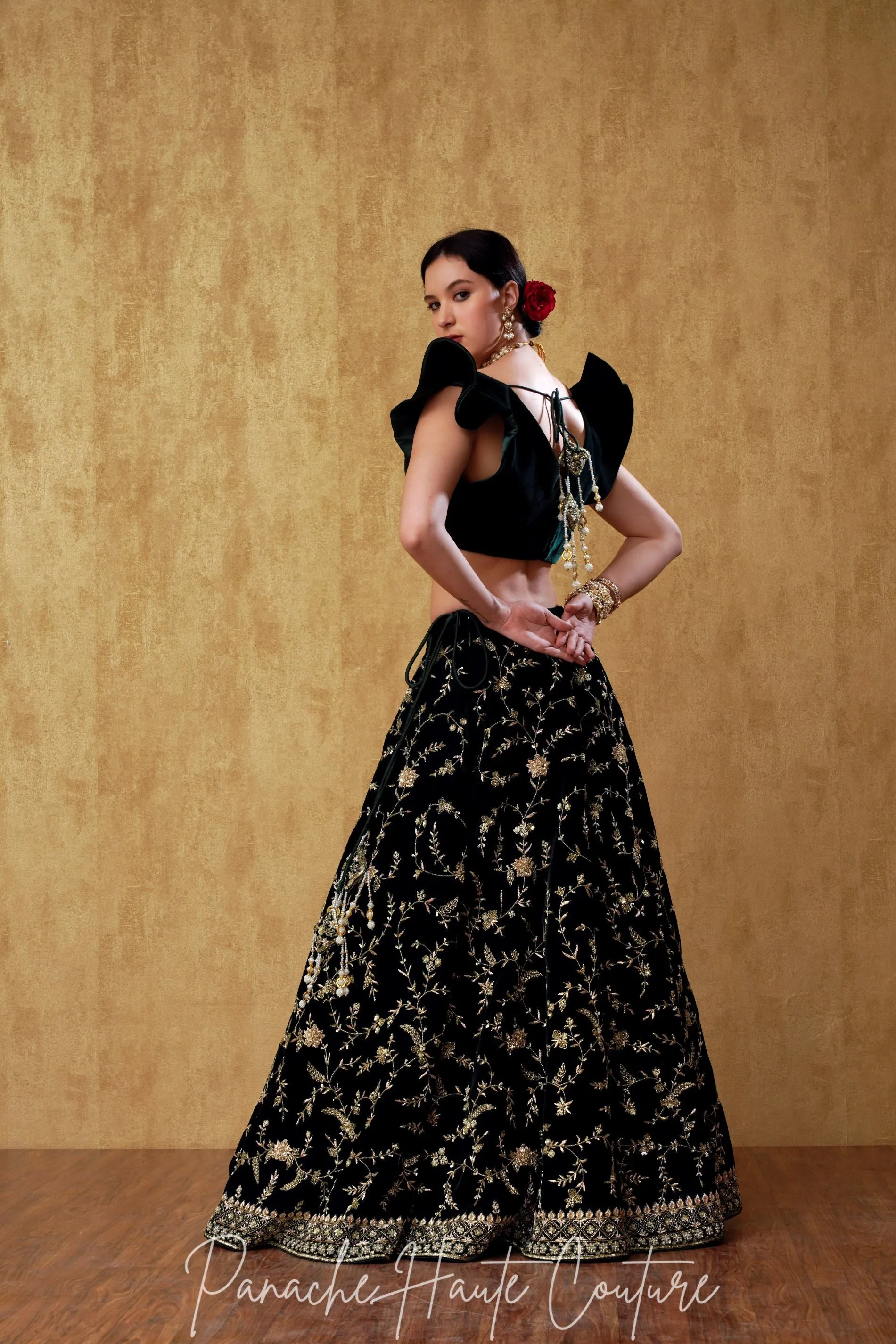 Bottle Green Color Lehenga Set