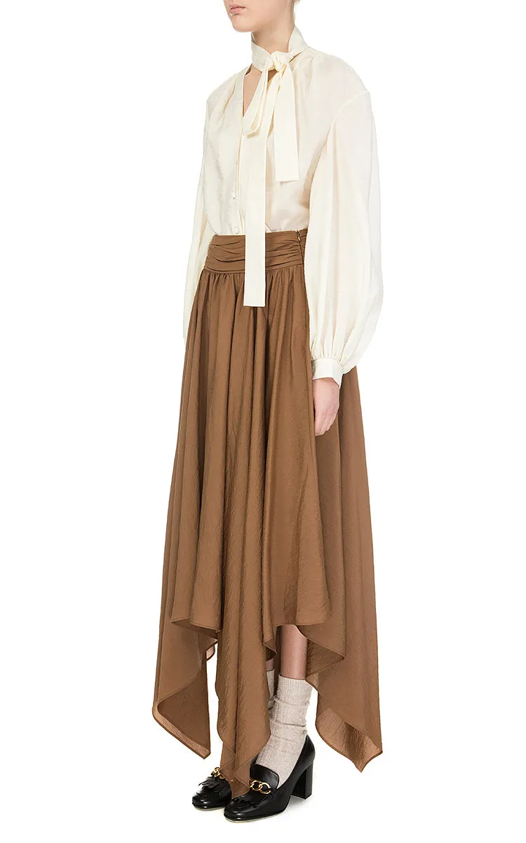 Brown batiste skirt with wedges