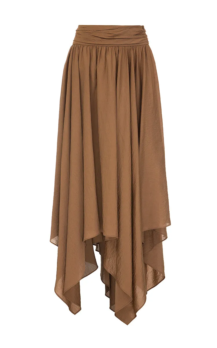 Brown batiste skirt with wedges