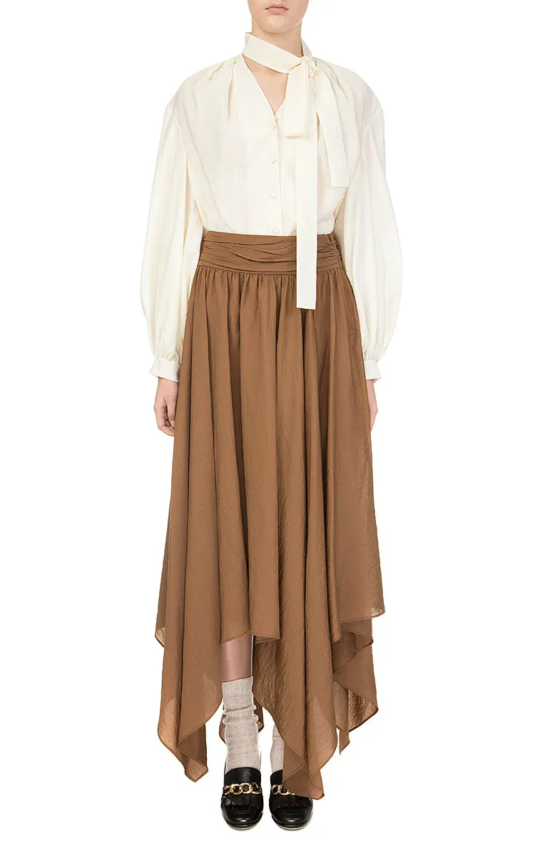 Brown batiste skirt with wedges